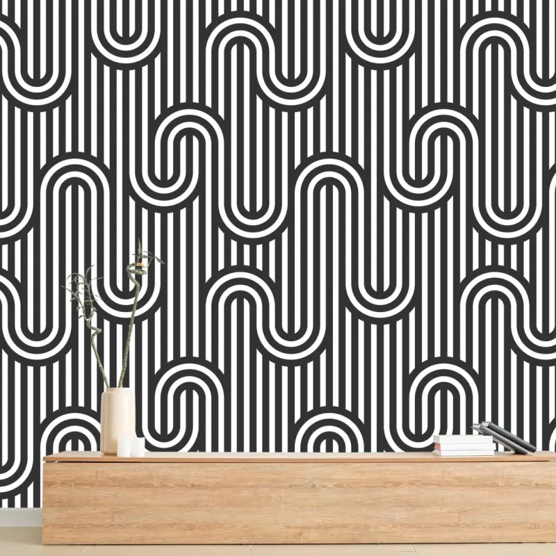 Fototapete schwarz-weiß geometrisches optisches muster