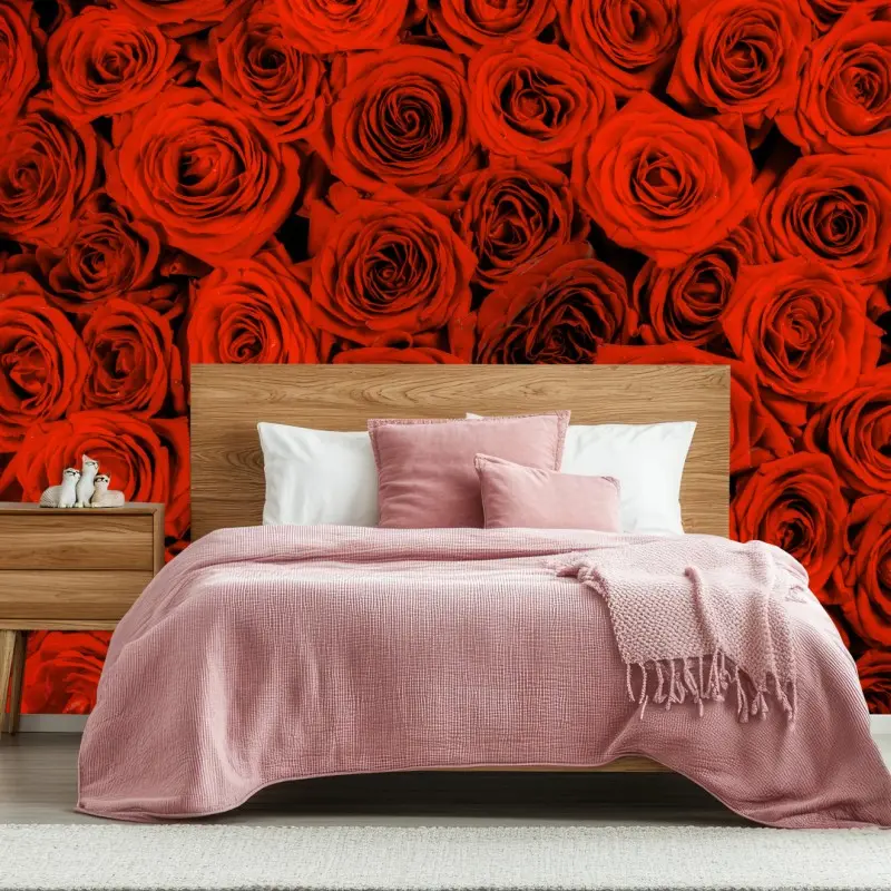Fototapete prächtiger strauß roter rosen