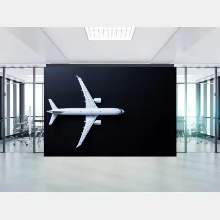 Fototapete weißes flugzeug von oben auf schwarzem hintergrund – Pixers®