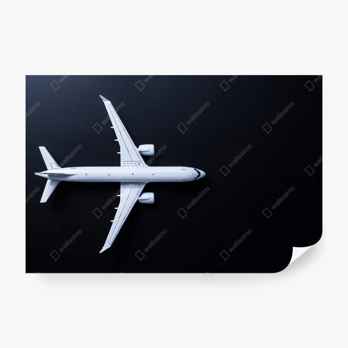 Fototapete weißes flugzeug von oben auf schwarzem hintergrund – Pixers®