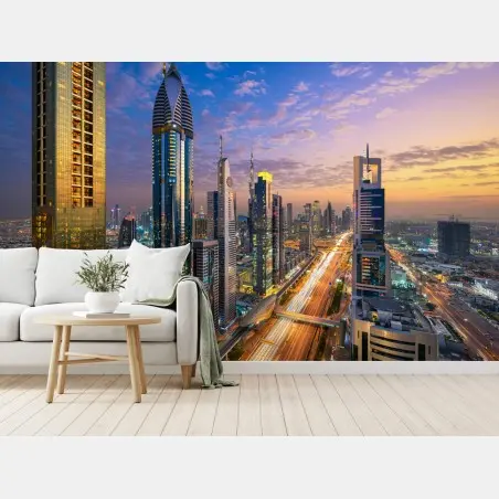 Fototapete stadtszene Dubais bei dämmerung – Pixers®