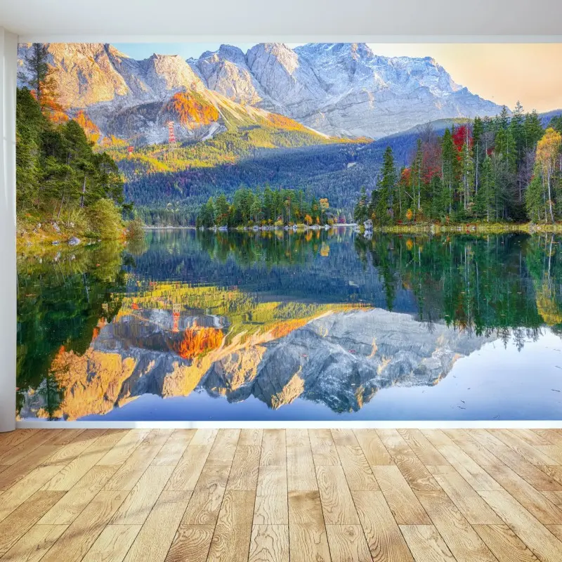 Fototapete herbstliche spiegelung am Eibsee bei Zugspitze