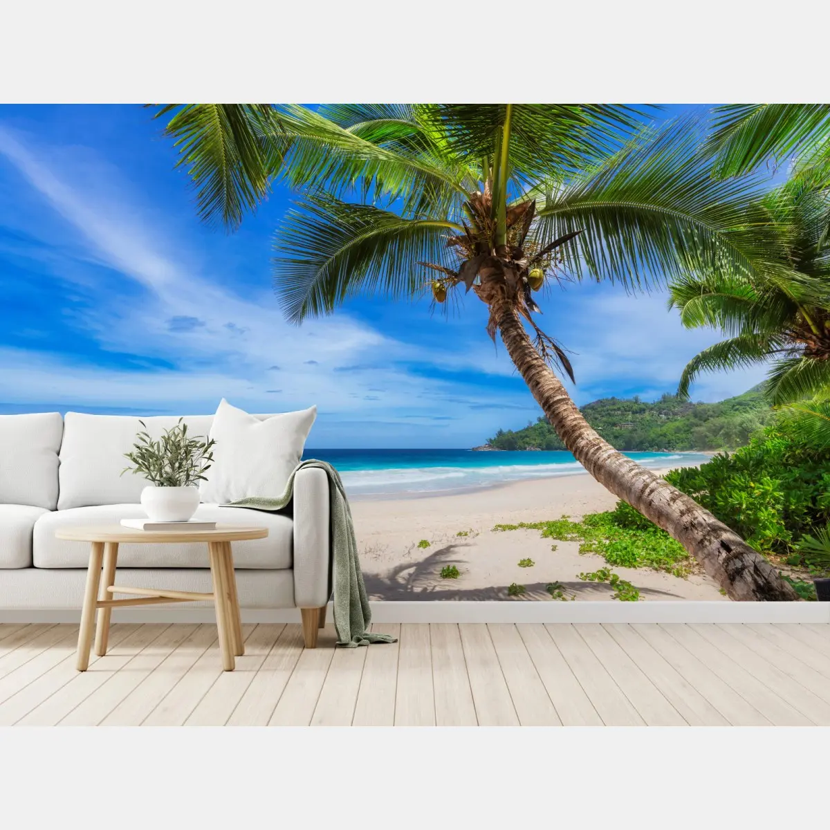 Fototapete tropischer strand mit palme – Pixers®