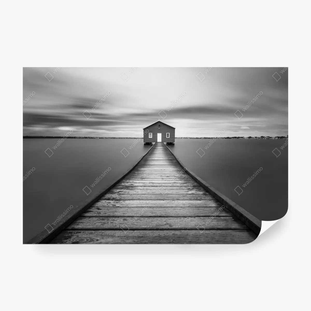 Fototapete einsames bootshaus am ruhigen steg – Pixers®