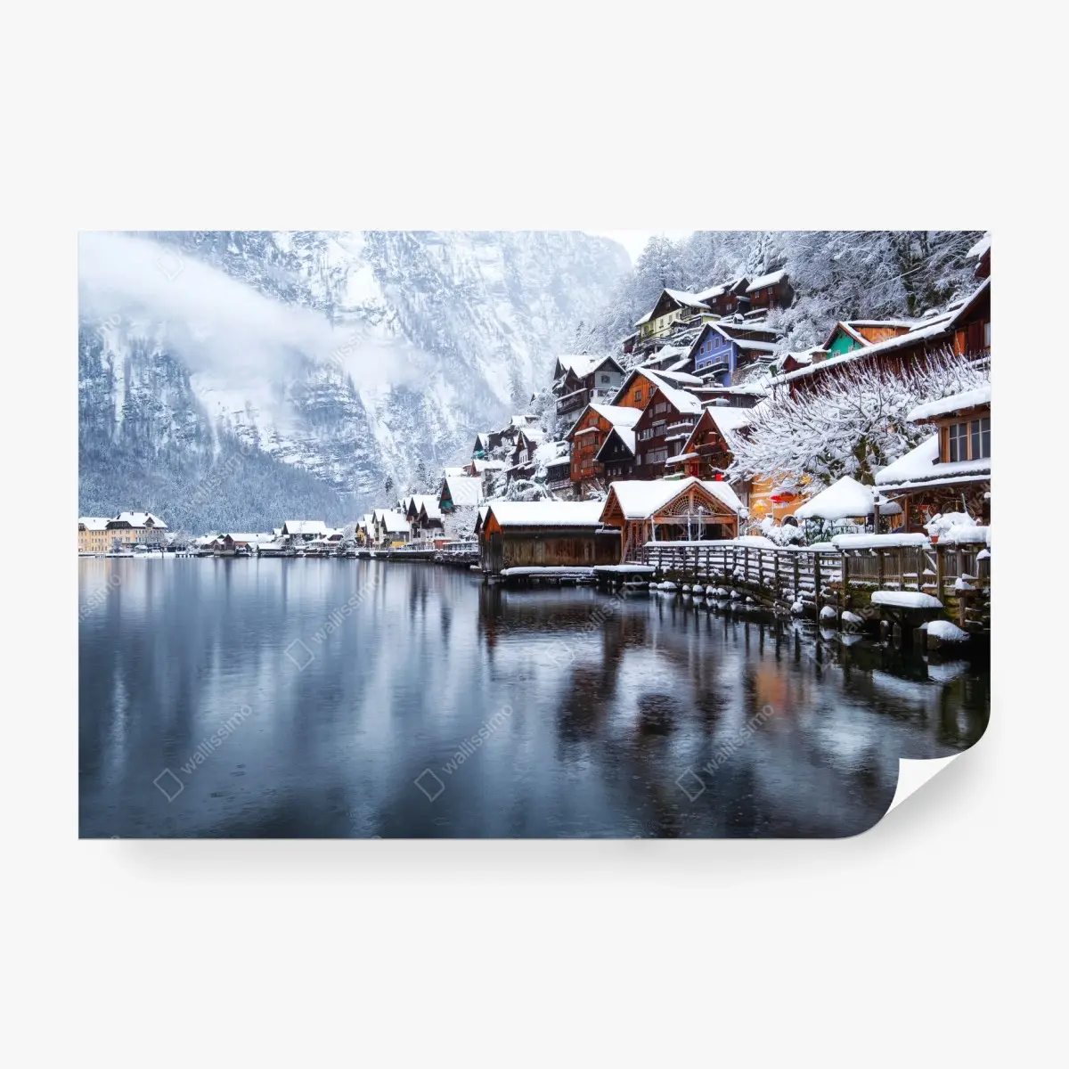 Fototapete verschneites Hallstatt am see – Pixers®