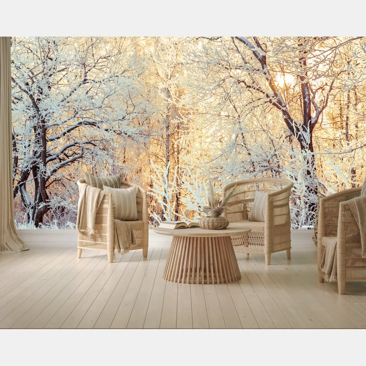 Fototapete wintersonne im verschneiten wald – Pixers®