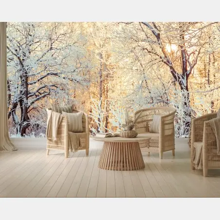 Fototapete wintersonne im verschneiten wald – Pixers®