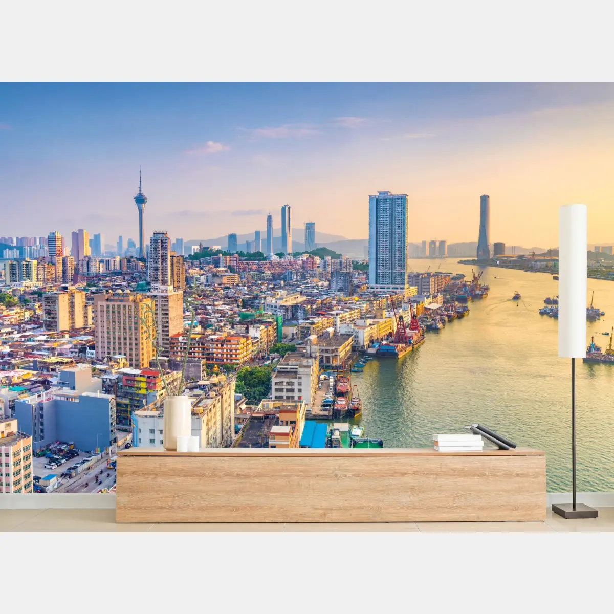 Fototapete Macau skyline bei sonnenuntergang – Pixers®