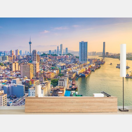 Fototapete Macau skyline bei sonnenuntergang – Pixers®