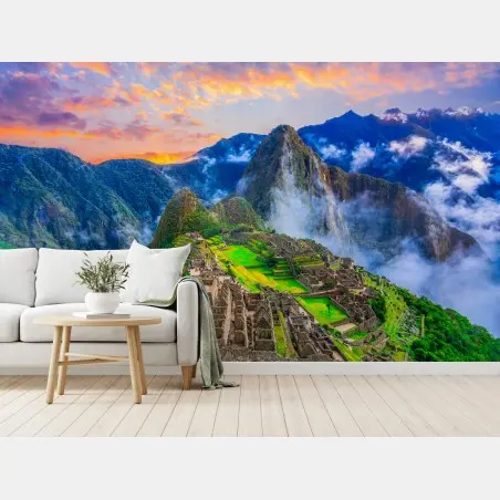 Fototapete sonnenuntergang über Machu Picchu antike Inka-zitadelle – Pixers®