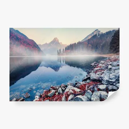 Fototapete nebliger herbstmorgen am Obersee, Schweizer Alpen – Pixers®