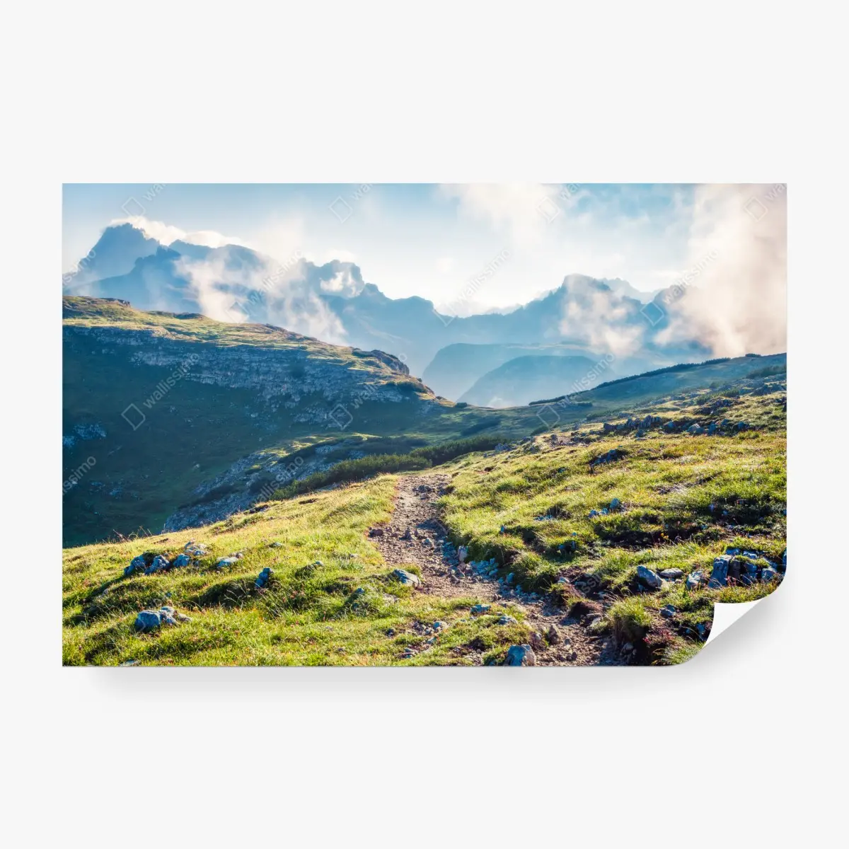 Fototapete nebliger morgen auf Monte Piana, Dolomiten – Pixers®