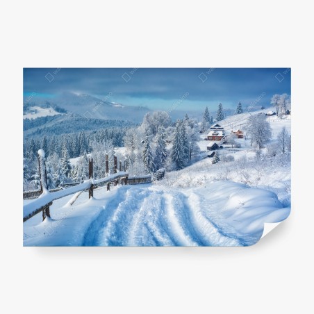 Fototapete winterweg zum alpendorf – Pixers®