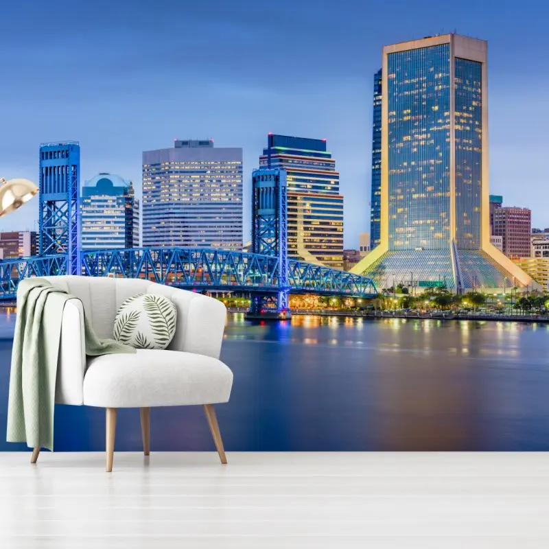 Fototapete Jacksonville skyline bei dämmerung