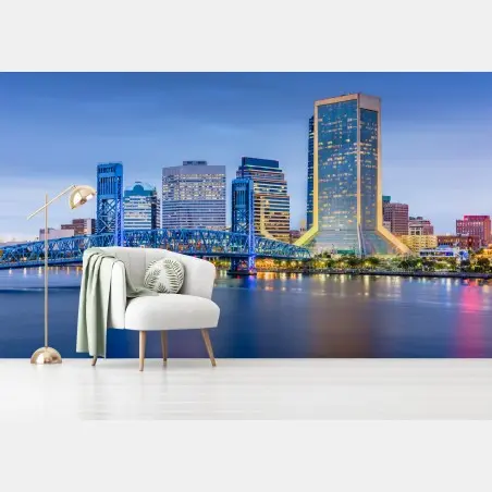 Fototapete Jacksonville skyline bei dämmerung – Pixers®