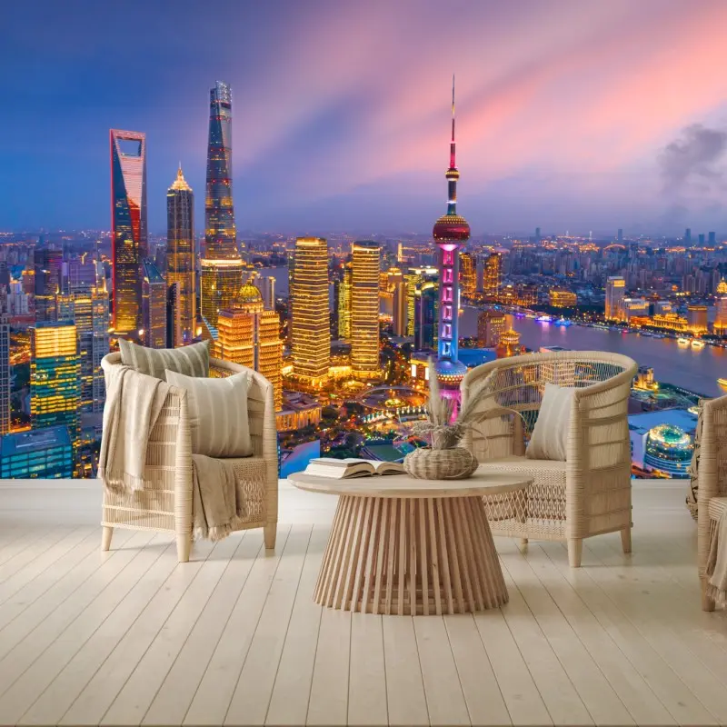 Fototapete Shanghai nächtliche skyline