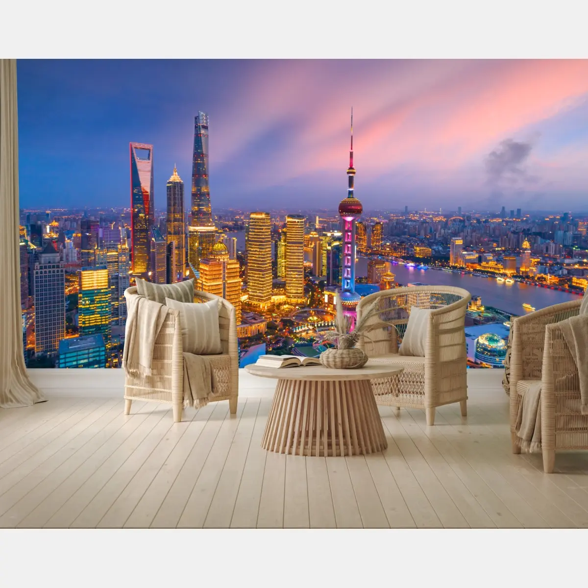 Fototapete Shanghai nächtliche skyline – Pixers®