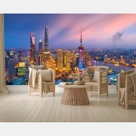 Fototapete Shanghai nächtliche skyline – Pixers®