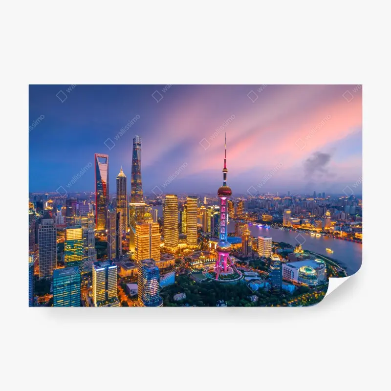 Fototapete Shanghai nächtliche skyline