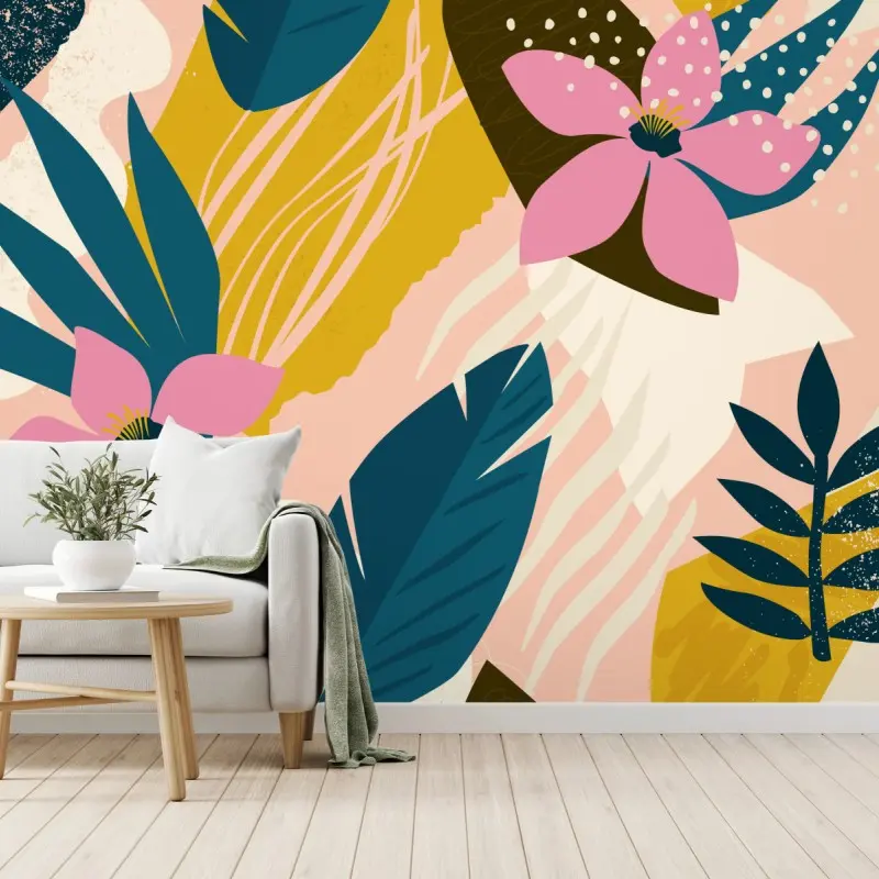 Fototapete tropisches abstraktes blumenmotiv