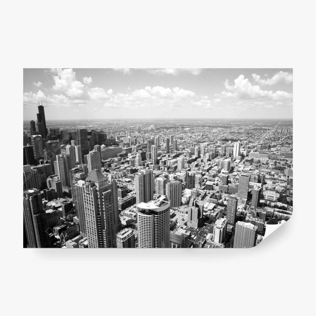 Fototapete Chicago skyline in graustufen – Pixers®