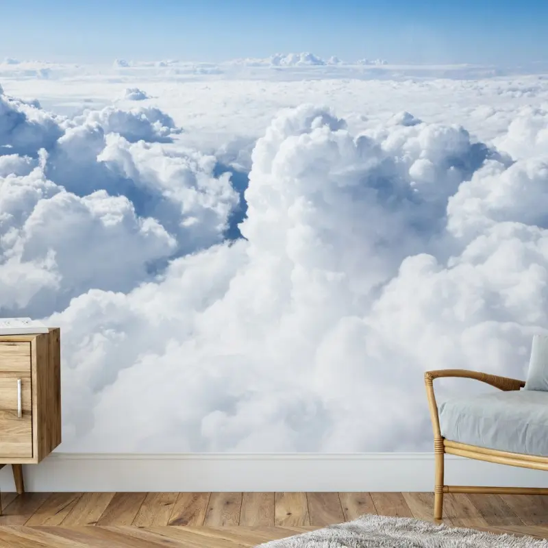 Fototapete blick von oben: sanfte wolken und blauer himmel