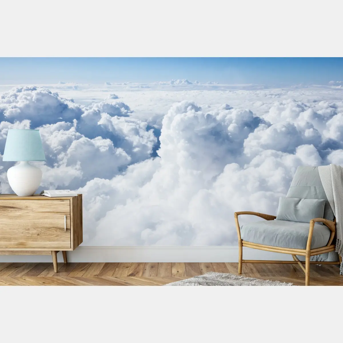 Fototapete blick von oben: sanfte wolken und blauer himmel – Pixers®