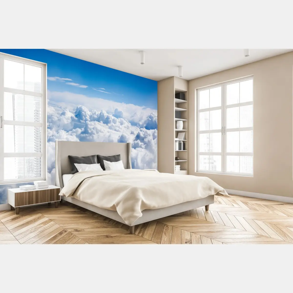 Fototapete ruhige wolkenlandschaft am blauen himmel – Pixers®