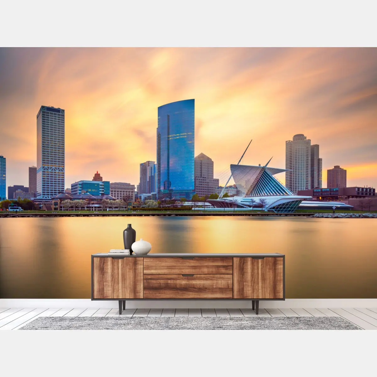 Fototapete Milwaukee skyline bei dämmerung – Pixers®