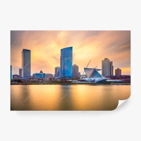 Fototapete Milwaukee skyline bei dämmerung – Pixers®