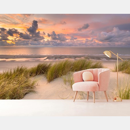 Fototapete sonnenuntergang über dünen in Zeeland – Pixers®