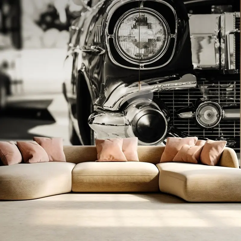 Fototapete vintage chrom klassisches auto nahaufnahme