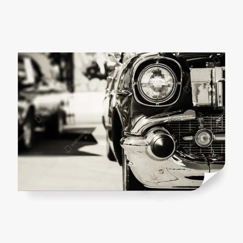 Fototapete vintage chrom klassisches auto nahaufnahme