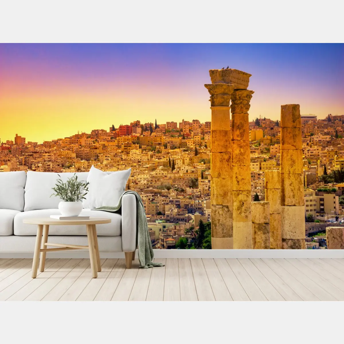 Fototapete goldene Amman skyline mit antiken säulen – Pixers®
