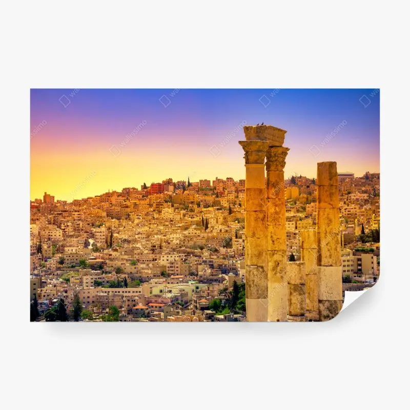Fototapete goldene Amman skyline mit antiken säulen