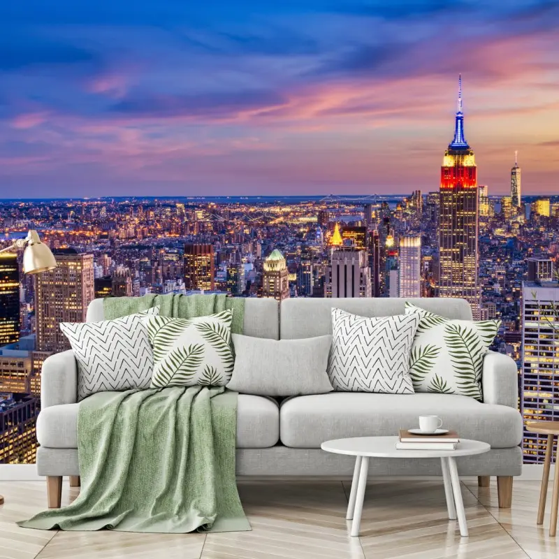 Fototapete New York skyline bei dämmerung