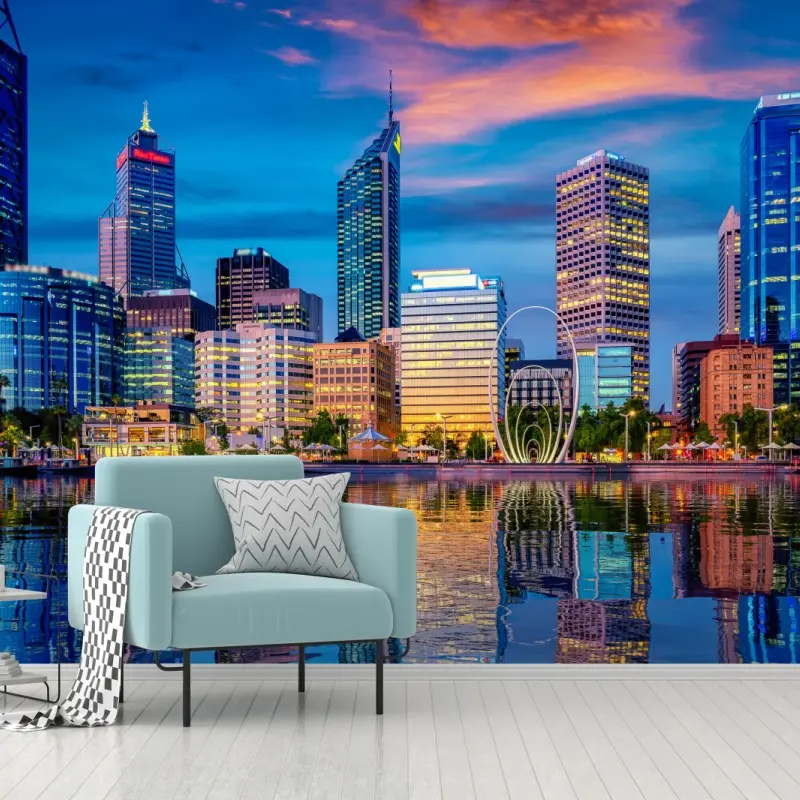 Fototapete Perth skyline bei sonnenuntergang