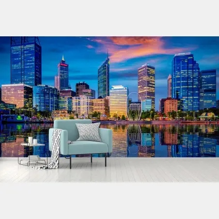 Fototapete Perth skyline bei sonnenuntergang – Pixers®