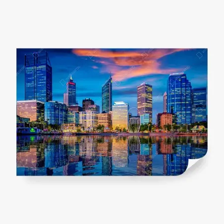 Fototapete Perth skyline bei sonnenuntergang – Pixers®