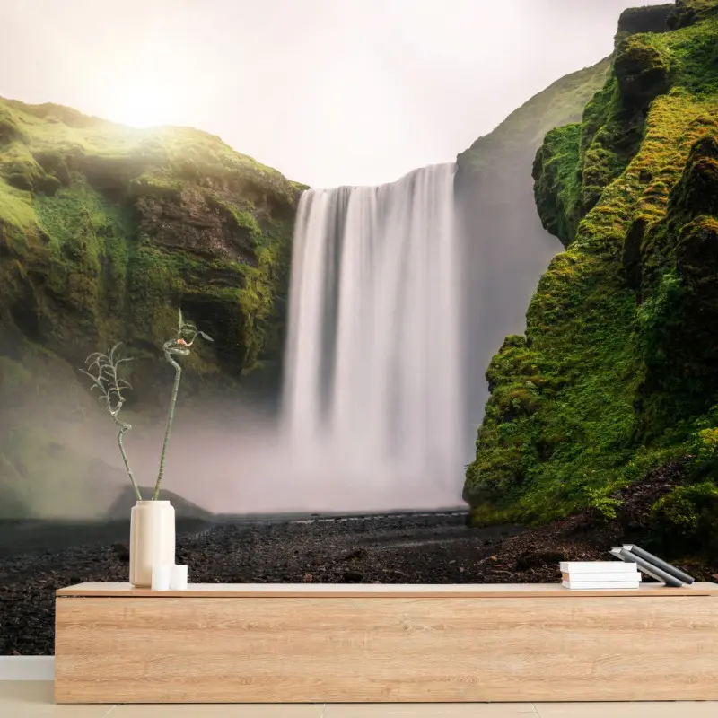 Fototapete majestätischer wasserfall Skogafoss