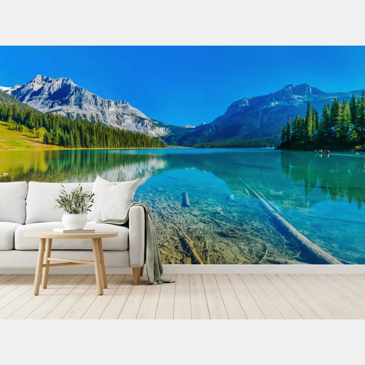 Fototapete türkises alpensee mit bergreflexionen – Pixers®