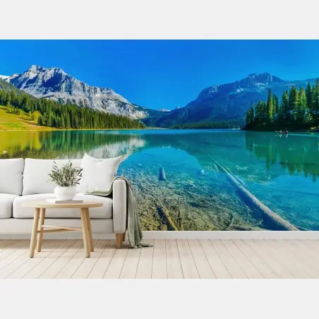 Fototapete türkises alpensee mit bergreflexionen – Pixers®