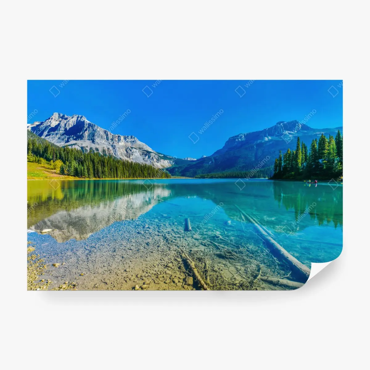 Fototapete türkises alpensee mit bergreflexionen – Pixers®
