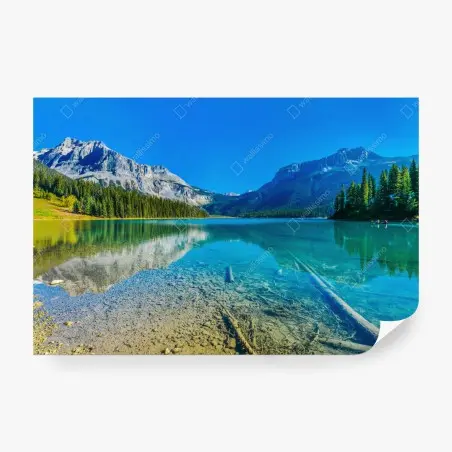 Fototapete türkises alpensee mit bergreflexionen – Pixers®