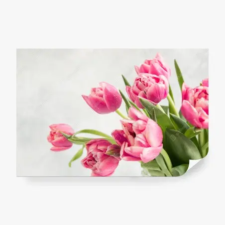 Fototapete eleganter strauß rosa tulpen – Pixers®