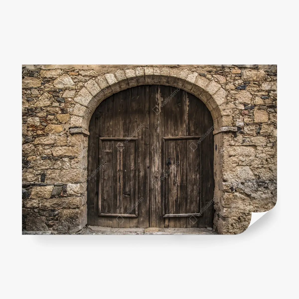 Fototapete rustikale holztür mit steinbogen – Pixers®