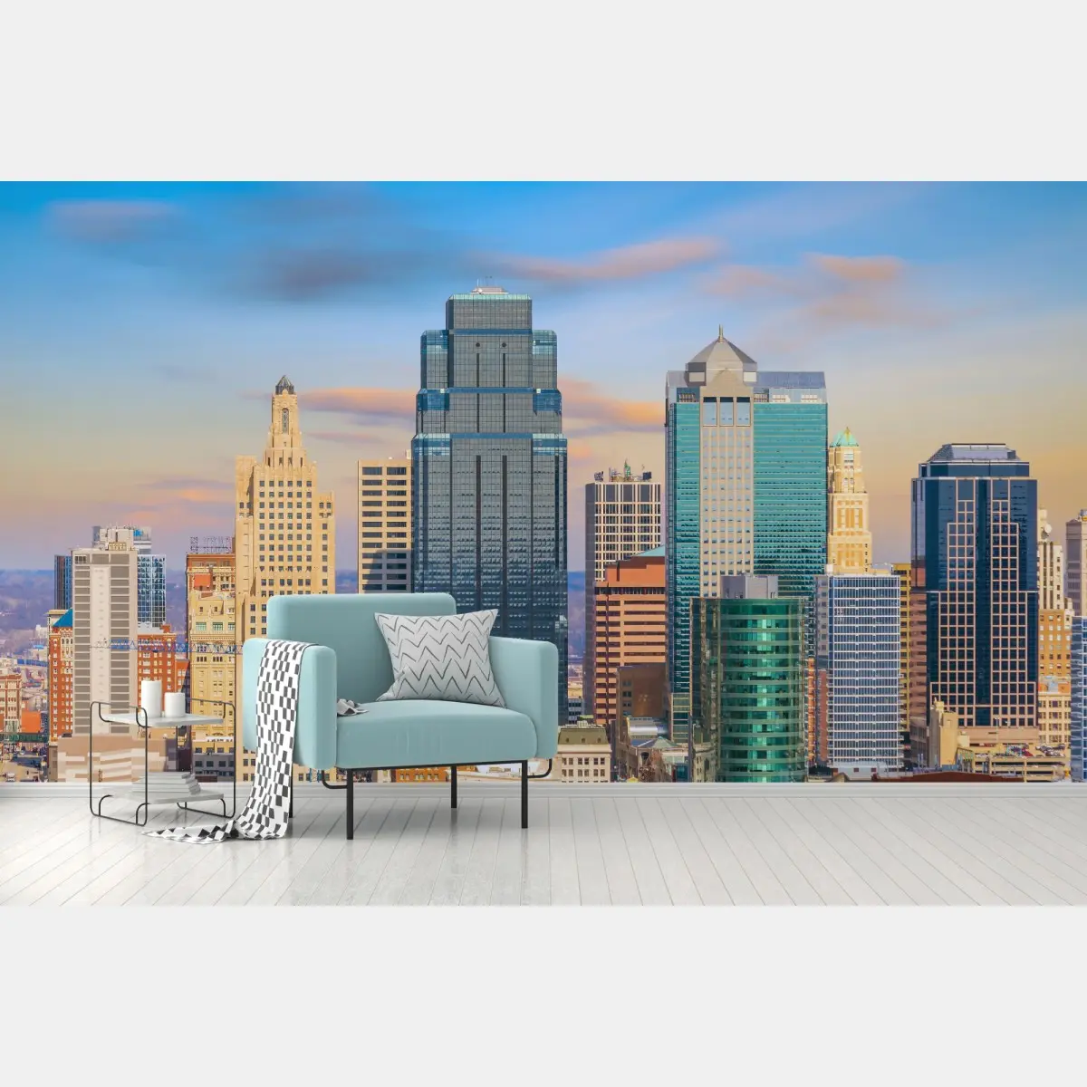 Fototapete Kansas City skyline bei sonnenuntergang – Pixers®
