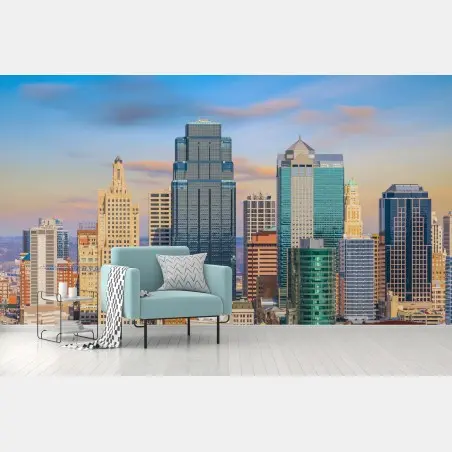 Fototapete Kansas City skyline bei sonnenuntergang – Pixers®