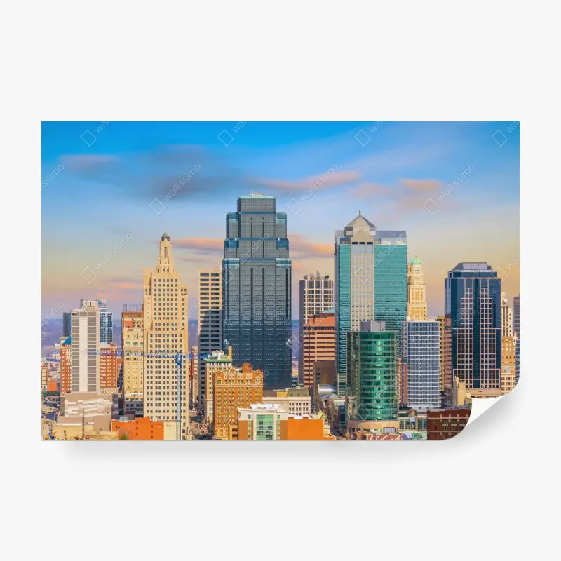 Fototapete Kansas City skyline bei sonnenuntergang