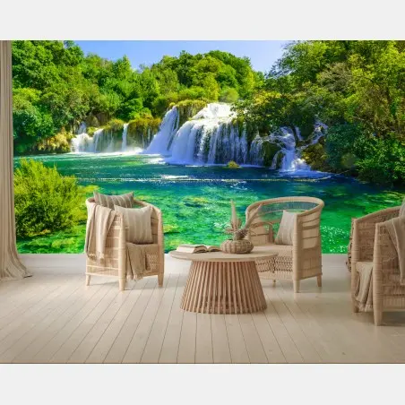 Fototapete smaragdgrüner wasserfall – Pixers®